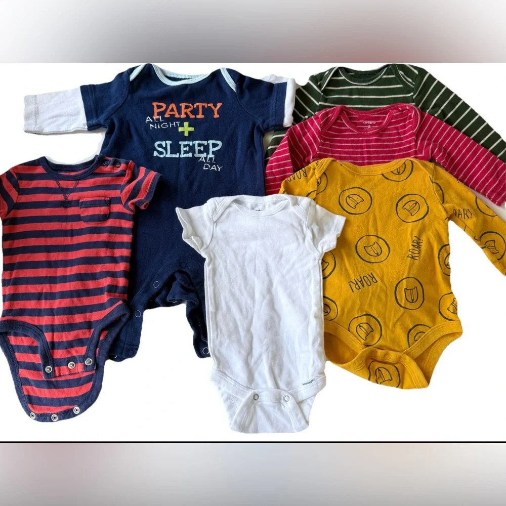 Lot of 06 Piece Carter’s Baby Boy 0-3 Month Bodysuit Bundle